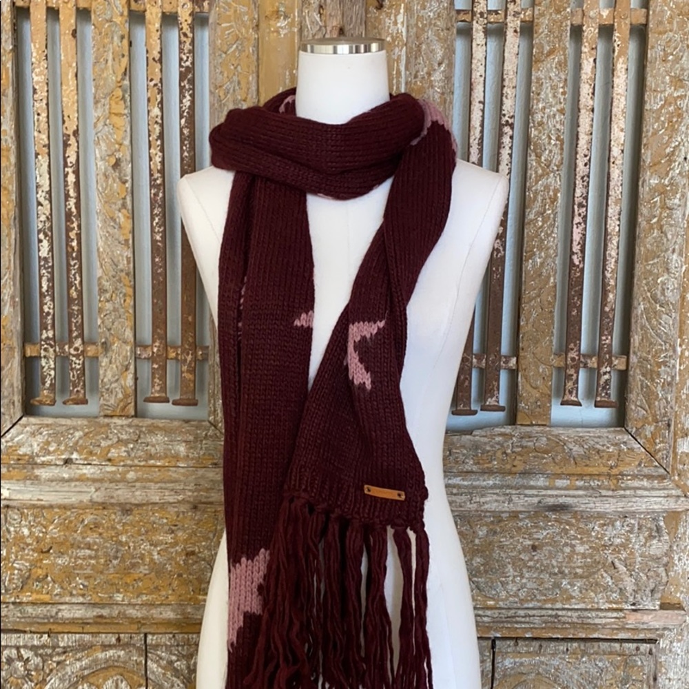 Coach Burgundy Pink 86201 Star Intarsia Scarf - Picture 6 of 7